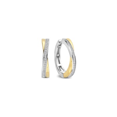 Boucles d'oreilles créoles Ti Sento en argent doré et oxydes de zirconium