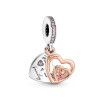 Charm pendant Pandora Double Cœurs De L'infini Entrelacés en argent et métal doré rose 