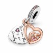 Charm pendant Pandora Double Cœurs De L'infini Entrelacés en argent et métal doré rose 
