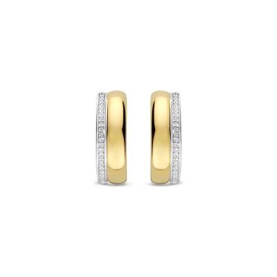 Boucles d'oreilles créoles Ti Sento en argent doré et oxydes de zirconium