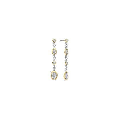 Boucles d'oreilles pendantes Ti Sento en argent doré et oxydes de zirconium