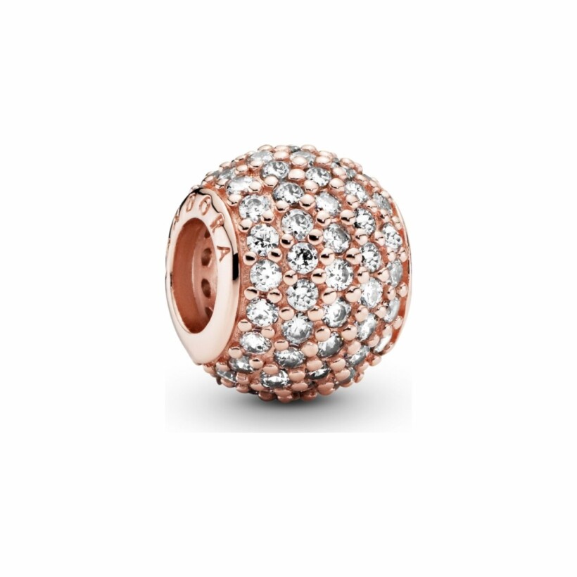 Charm Pandora Timeless pavé incolore en métal doré rose et oxyde de zirconium