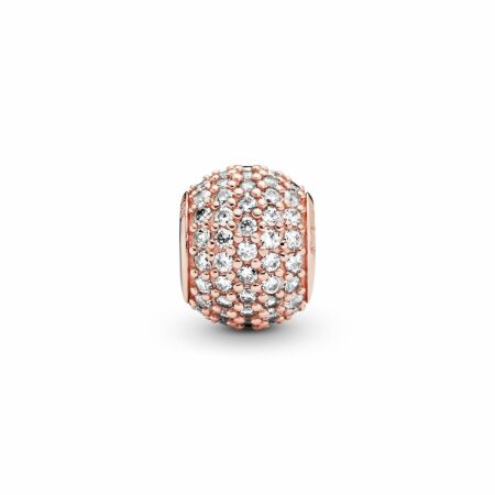 Charm Pandora Timeless pavé incolore en métal doré rose et oxyde de zirconium