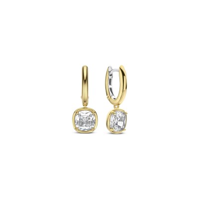 Boucles d'oreilles pendantes Ti Sento en argent doré et oxydes de zirconium