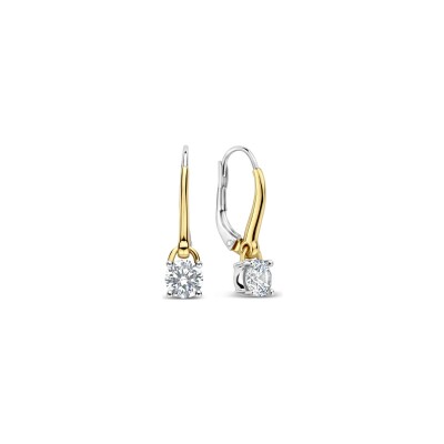 Boucles d'oreilles pendantes Ti Sento en argent doré et oxydes de zirconium