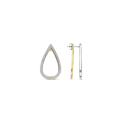 Boucles d'oreilles pendantes Ti Sento en argent doré et oxydes de zirconium