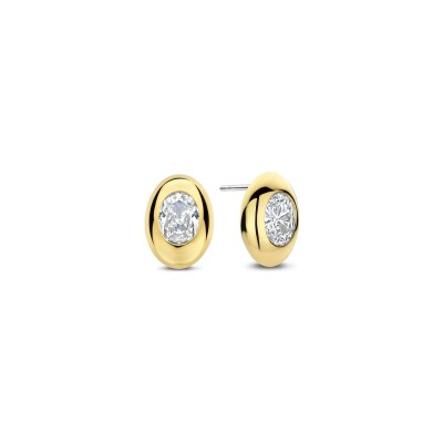 Puces d'oreilles Ti Sento en argent doré et oxydes de zirconium