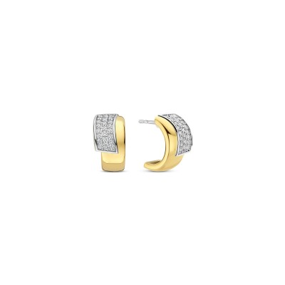 Puces d'oreilles Ti Sento en argent doré et oxydes de zirconium