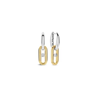Boucles d'oreilles pendantes Ti Sento en argent doré et oxydes de zirconium