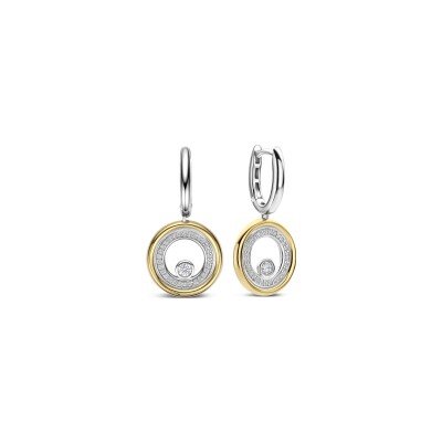 Boucles d'oreilles pendantes Ti Sento en argent doré et oxydes de zirconium