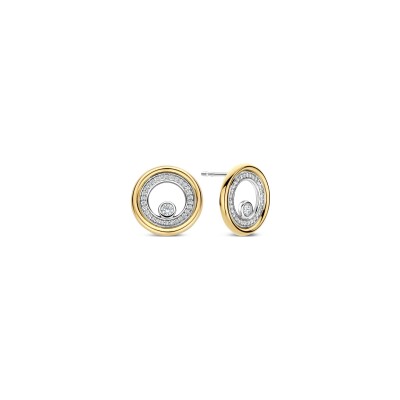 Puces d'oreilles Ti Sento en argent doré et oxydes de zirconium