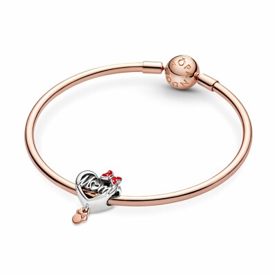 Charm Disney X Pandora Cœur Maman Minnie en argent et métal doré