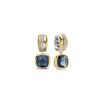 Boucles d'oreilles pendantes Ti Sento en argent doré et oxydes de zirconium