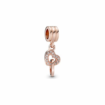 Charm Pandora People pendant cœurs entrelacés en métal doré rose et oxyde de zirconium