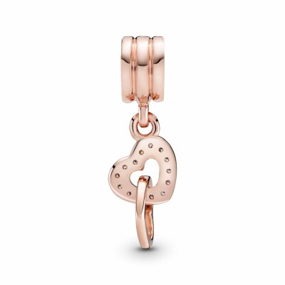 Charm Pandora People pendant cœurs entrelacés en métal doré rose et oxyde de zirconium