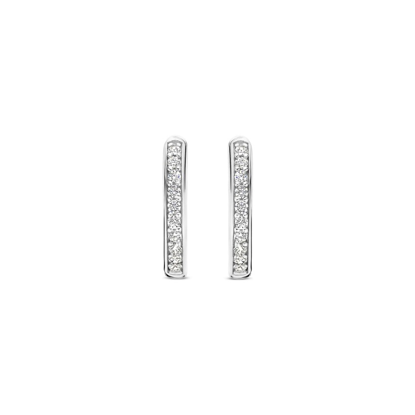 Boucles d'oreilles Ti Sento en argent plaqué platine et oxydes de zirconium