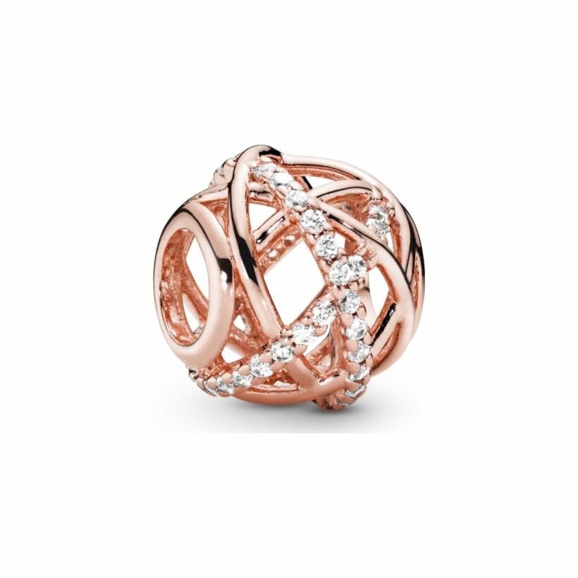 Charm Pandora Timeless lignes brillantes et scintillantes en métal doré rose et oxyde de zirconium