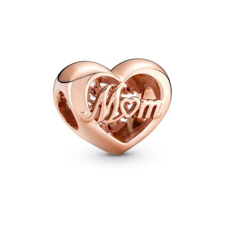 Charm Pandora Cœur Thank You Mum en métal doré rose 