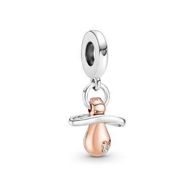 Charm pendant Pandora Tétine De Bébé en argent, métal doré et oxyde de zirconium