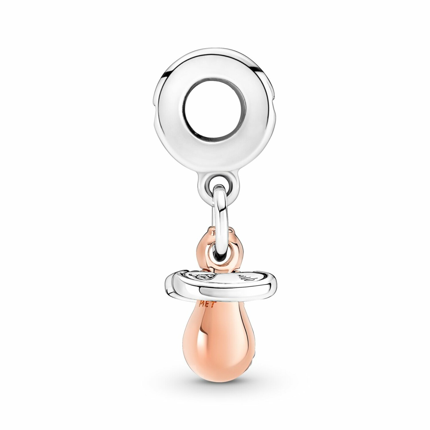 Charm pendant Pandora Tétine De Bébé en argent, métal doré et oxyde de zirconium