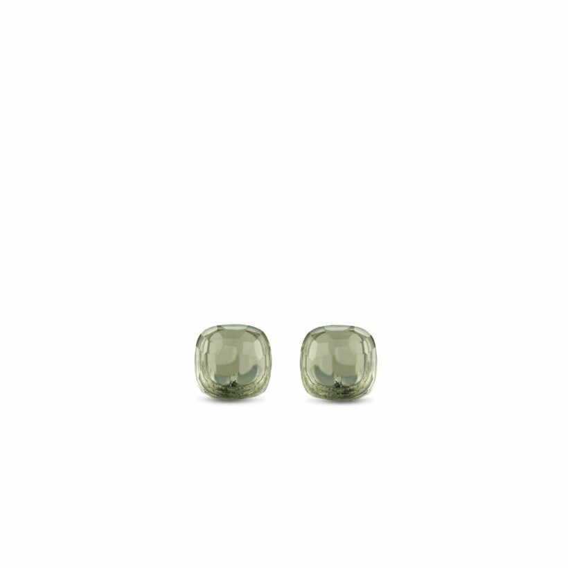 Boucles d'oreilles Ti Sento en argent et pierre synthétique verte, forme carrée