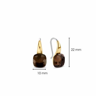 Boucles d'oreilles Ti Sento en argent doré rose et pierre synthétique marron