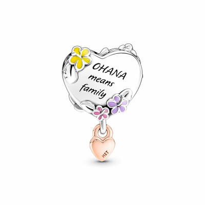 Charm Disney X Pandora Ohana Lilo & Stitch en argent, métal doré et oxyde de zirconium