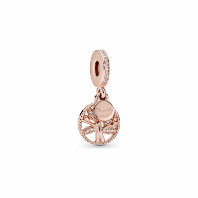 Charm Pandora People pendant arbre de vie scintillant en métal doré rose et oxyde de zirconium