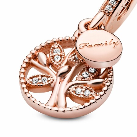 Charm Pandora People pendant arbre de vie scintillant en métal doré rose et oxyde de zirconium