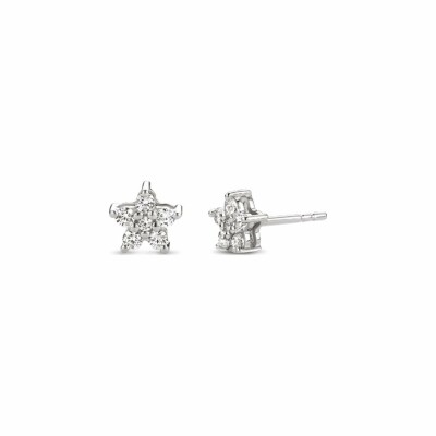 Boucles d'oreilles Ti Sento en argent, forme étoile pavée