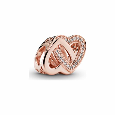 Charm Pandora People cœurs entrelacés en métal doré rose et oxyde de zirconium