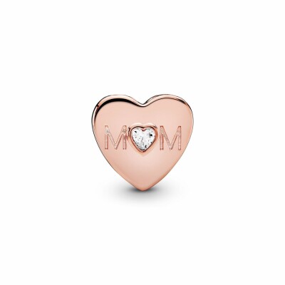 Charm Pandora People cœur de maman incolore en métal doré rose et oxyde de zirconium