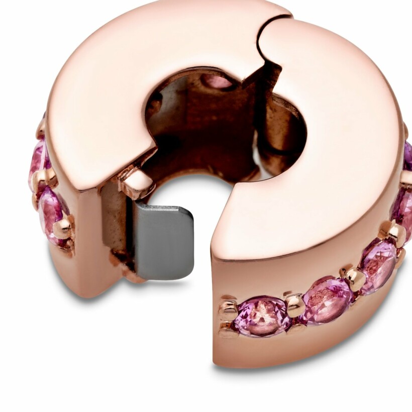 Charm Pandora Colours clip rangée scintillante rose en métal doré rose et saphir de synthèse