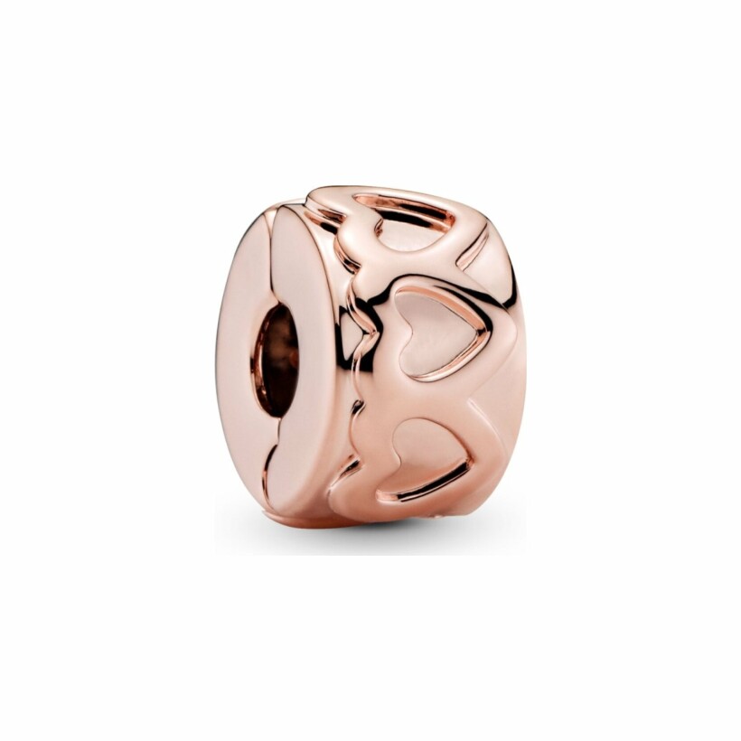 Charm clip Pandora People couronne de cœurs en métal doré rose