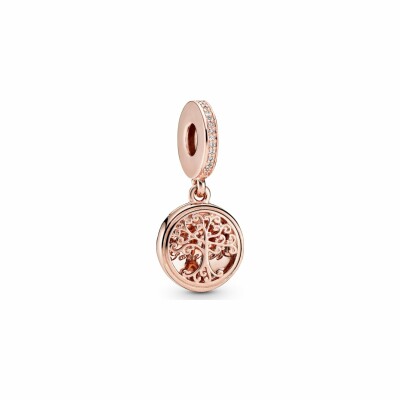 Charm Pandora People pendant family forever (la famille pour toujours) en métal doré rose et oxyde de zirconium