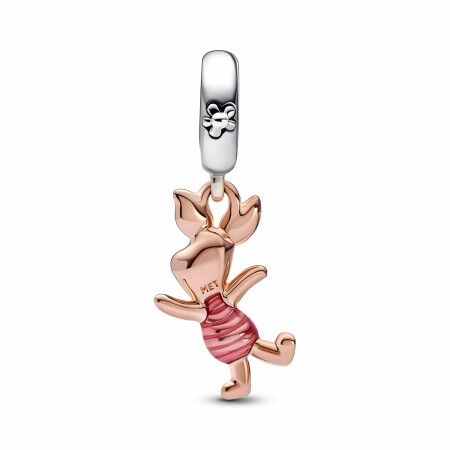 Charm pendant Disney X Pandora Winnie L'ourson Porcinet en argent et métal doré 