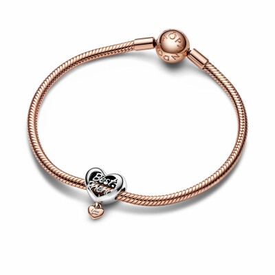 Charm Pandora Cœur Love You Best Friend en argent et métal doré rose 