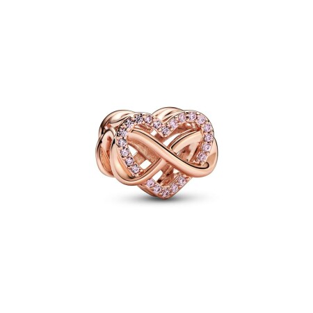 Charm Pandora Cœur Rose Infini Scintillant en métal doré rose 