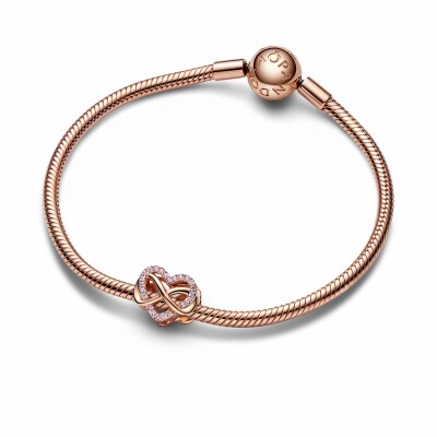 Charm Pandora Cœur Rose Infini Scintillant en métal doré rose 