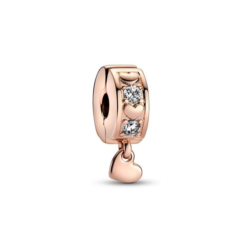 Charm clip Pandora Scintillant Cœurs De L'infini en métal doré rose 