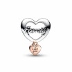 Charm Pandora Moments Cœur De Famille Love You en argent et métal doré rose