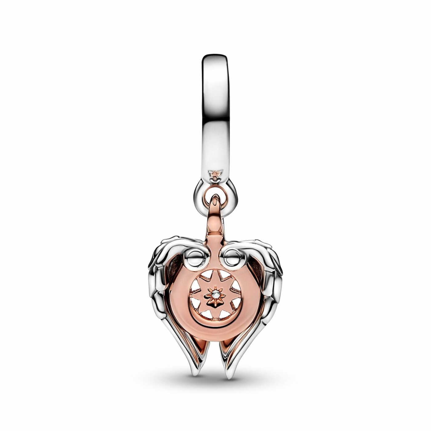 Charm pendant Pandora Moments Boussole Ailes D'ange Céleste en argent, métal doré et oxyde de zirconium 