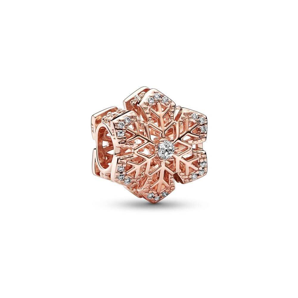 Charm Pandora Moments Festif Flocon De Neige en métal doré rose