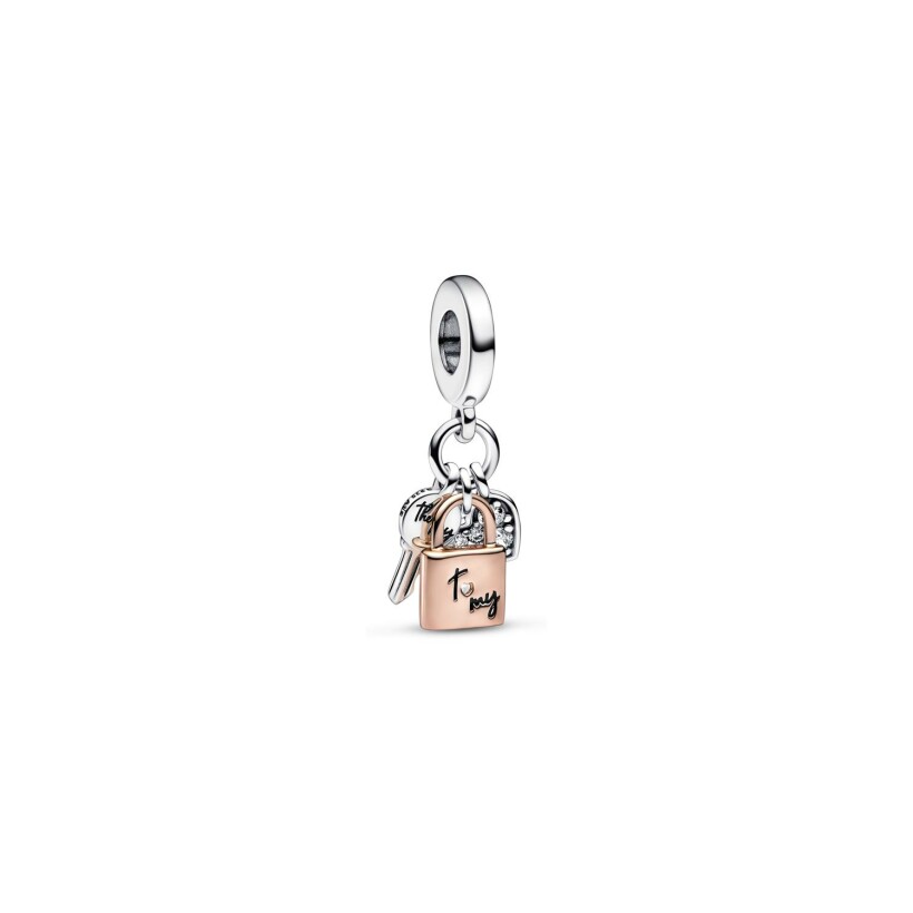 Charm Pandora en argent et métal doré rose