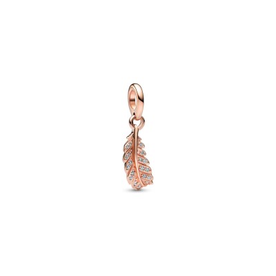 Charm Pandora Moments plume courbe flottante en métal doré rose 