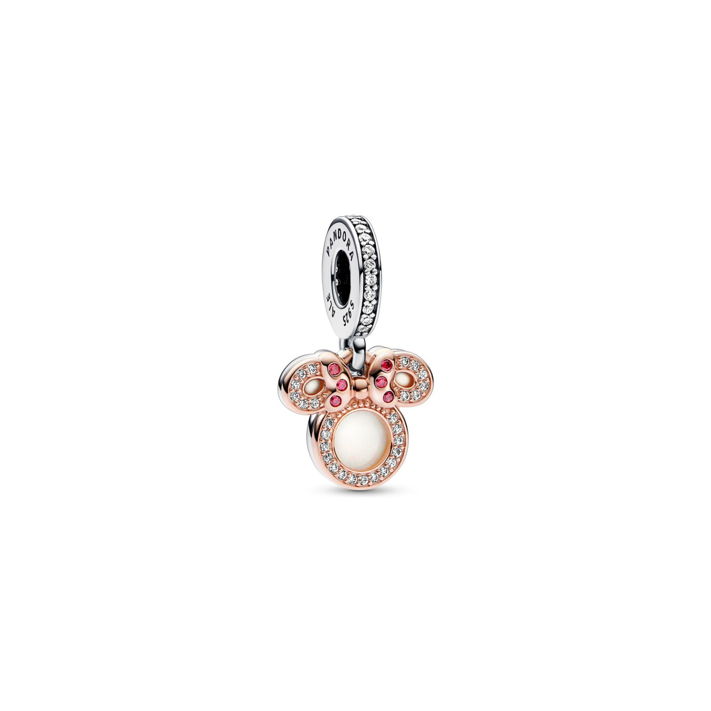 Charm Disney X Pandora double silhouette de Minnie en argent, métal doré rose et oxyde de zirconium