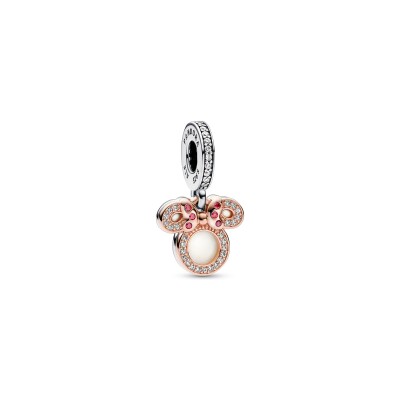 Charm Disney X Pandora double silhouette de Minnie en argent, métal doré rose et oxyde de zirconium