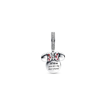 Charm Disney X Pandora double silhouette de Minnie en argent, métal doré rose et oxyde de zirconium