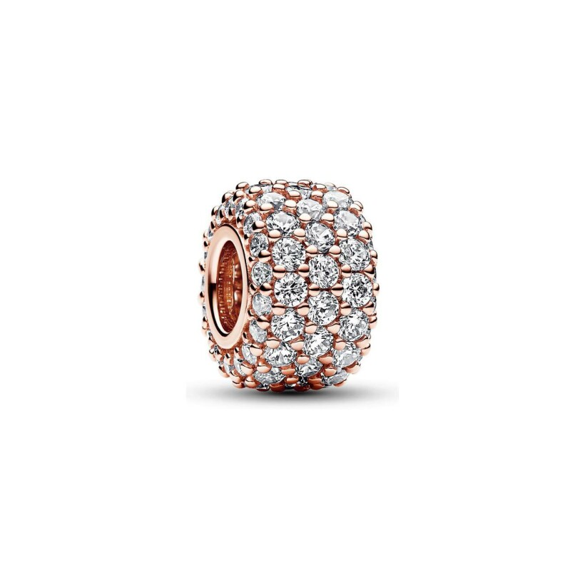 Charm Pandora Triple Rang Pavé Scintillant en métal doré rose et oxydes de zirconium