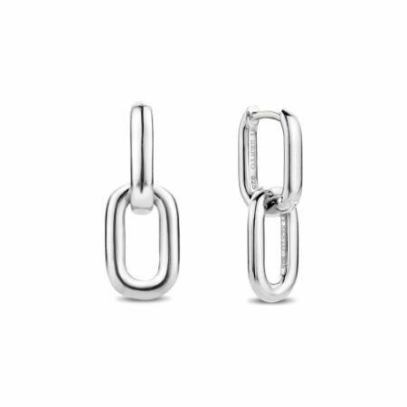 Boucles d'oreilles Ti Sento en argent rhodié, mailles forçat